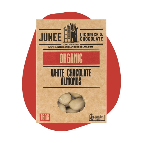Junee Organic White Chocolate Almonds