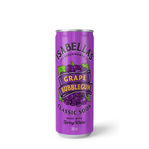 Isabella's Grape Bubblegum Soda Can