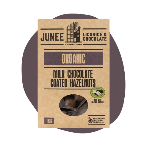 Junee Organic Milk Chocolate Hazelnuts