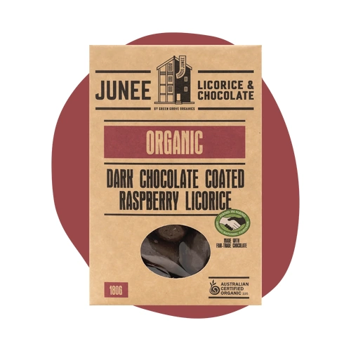 Junee Organic Dark Chocolate Raspberry Licorice 
