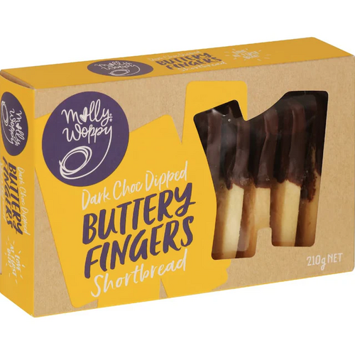 Molly Woppy Shortbread Dark Choc Buttery Fingers 210g