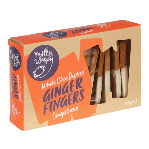 Molly Woppy White Choc Dipped Gingerbread Fingers 165g