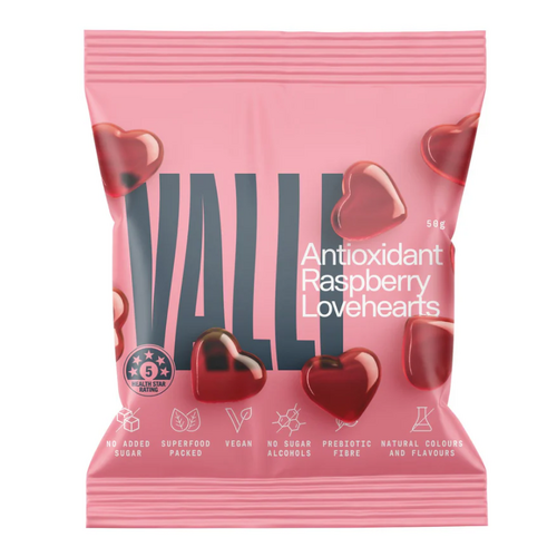 Valli Snacks Raspberry Antioxidant Loverhearts 50g