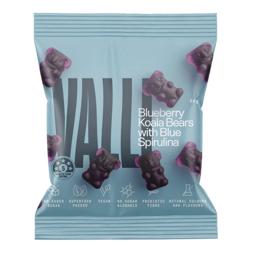 Valli Snacks Blueberry Koala Bears with Blue Spiralina 50g