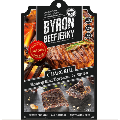 Byron Beef Jerky Chargrill Flamegrilled BBQ & Onion 40g