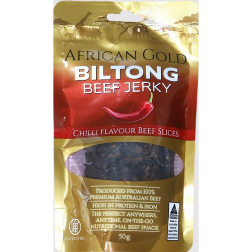 African Gold Biltong Chilli Beef Jerky 50g