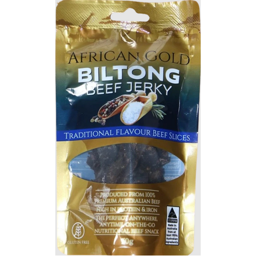 African Gold Biltong Traditional Beef Jerky 50g