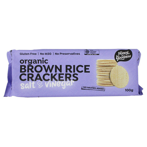 Honest to Goodness Organic Brown RIce Crackers Salt & Vinegar 100g