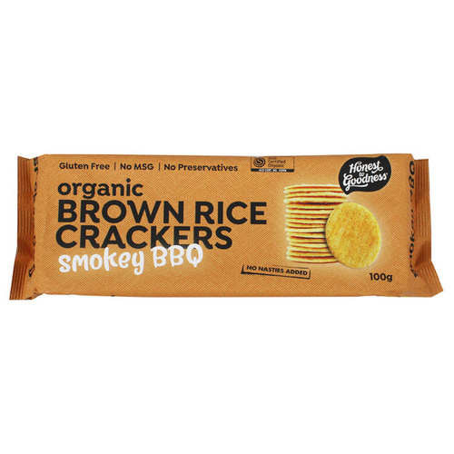 Honest to Goodness Organic Brown RIce Crackers Smokey BBQ 100g
