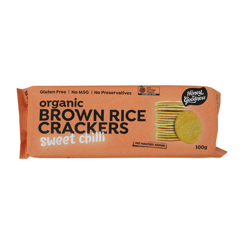 Honest to Goodness Organic Brown RIce Crackers Sweet Chilli 100g