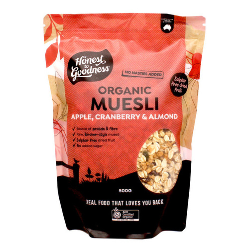 Honest to Goodness Organic Muesli - Apple, Cranberry & Almond 500g