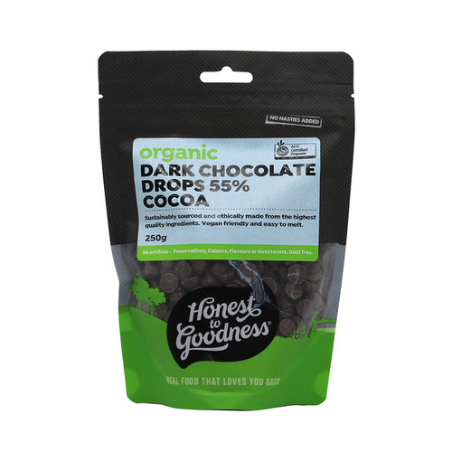 Honest to Goodness Organic Dark Chocolate Drops 55% Cocoa 250g