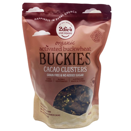 2die4 Live Foods Activated Organic Buckies - Cacao Clusters 400g