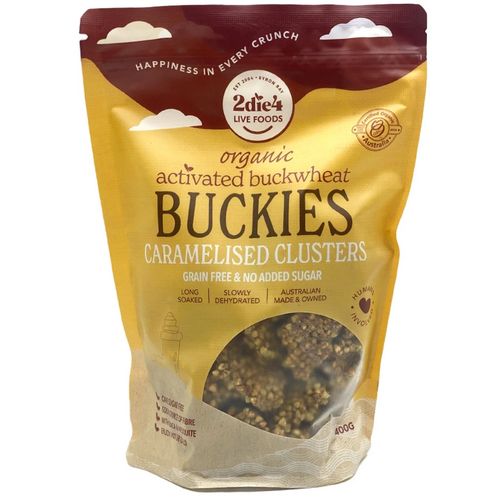 2die4 Live Foods Activated Organic Buckies - Caramelised Clusters 400g